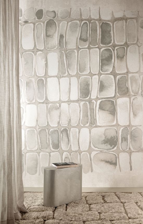 Abstraktní obrazová tapeta, šedá, bílá, Geometrické tvary, DGERO2022-260, Erosion, Masureel