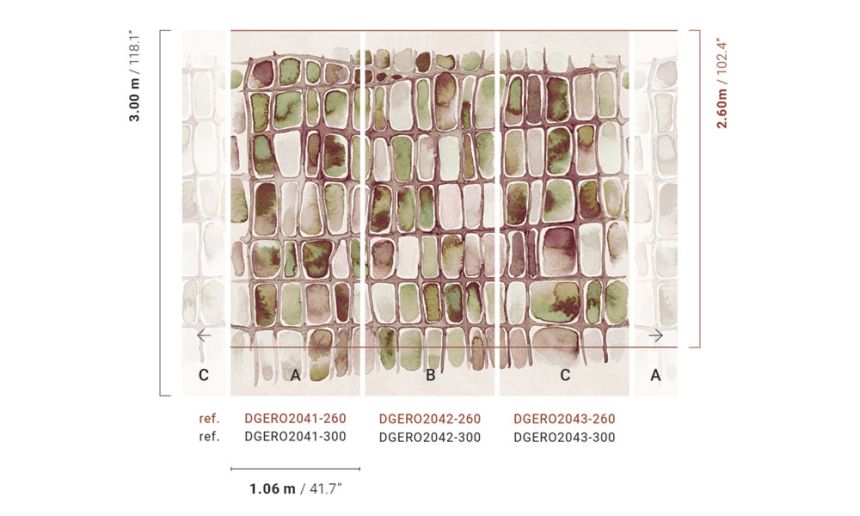 Abstraktní obrazová tapeta, zelená, růžová, Geometrické tvary, DGERO2043-300, Erosion, Masureel