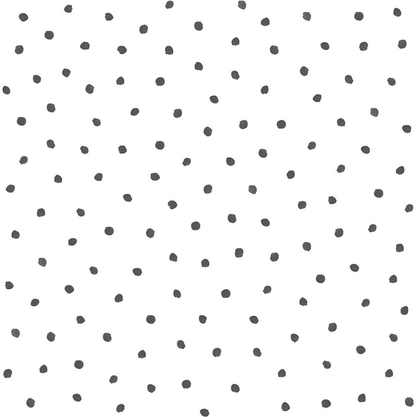 Bílá vliesová tapeta s černými puntíky 138934, Little Bandits, Black & White, Esta
