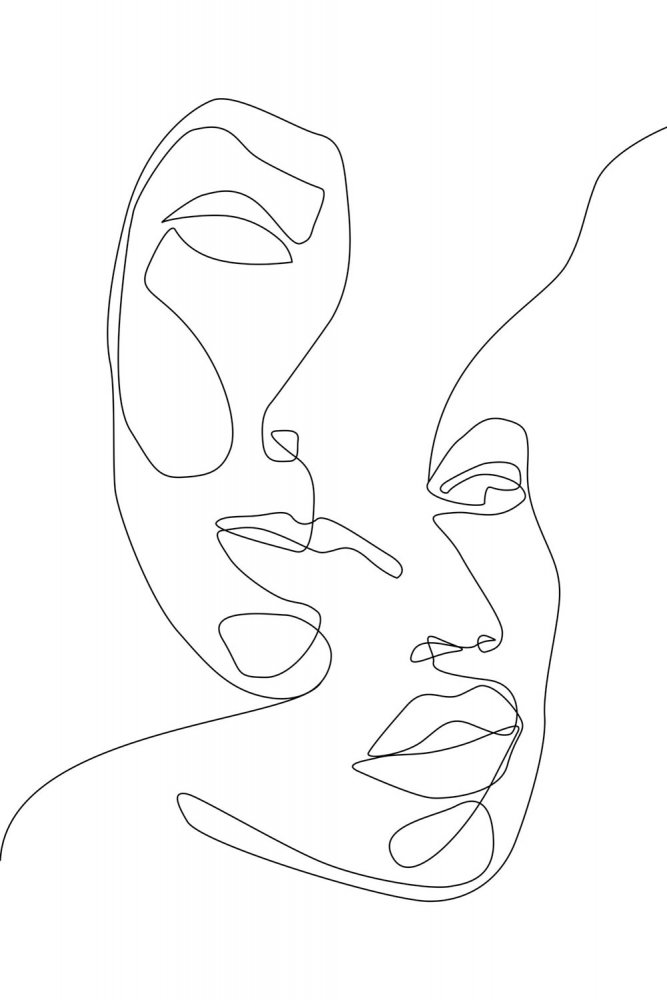 Vliesová obrazová tapeta, obrysy obličejů, tváří 158936, 200x300cm, Black & White, Esta