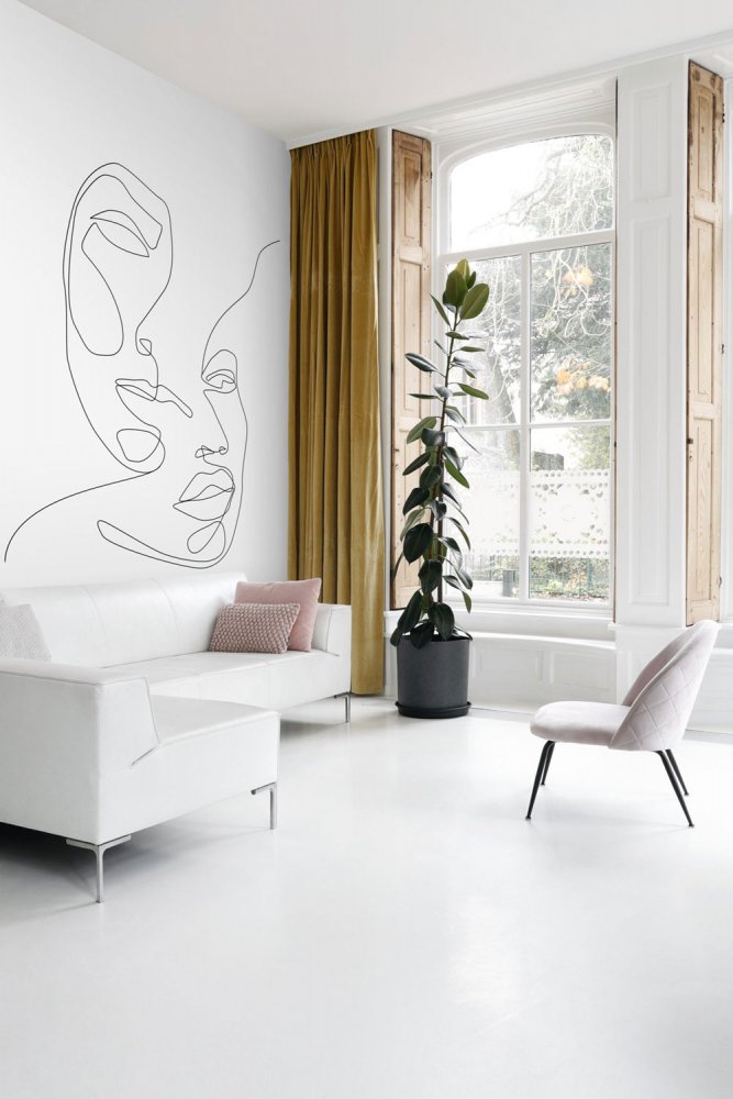 Vliesová obrazová tapeta, obrysy obličejů, tváří 158936, 200x300cm, Black & White, Esta