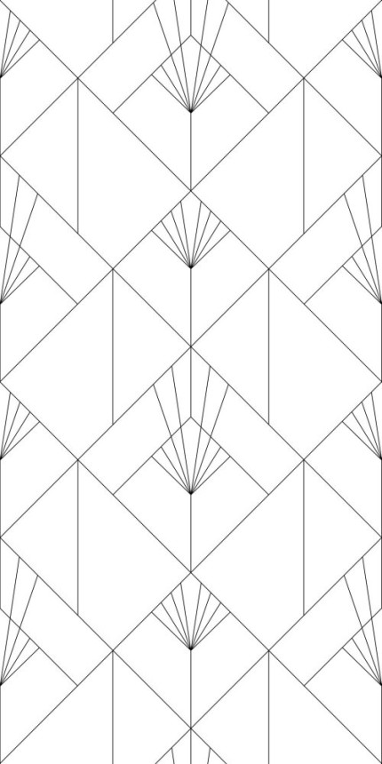Vliesová obrazová tapeta, černobílý geometrický vzor Art Deco 158934, 150x300cm, Black & White, Esta