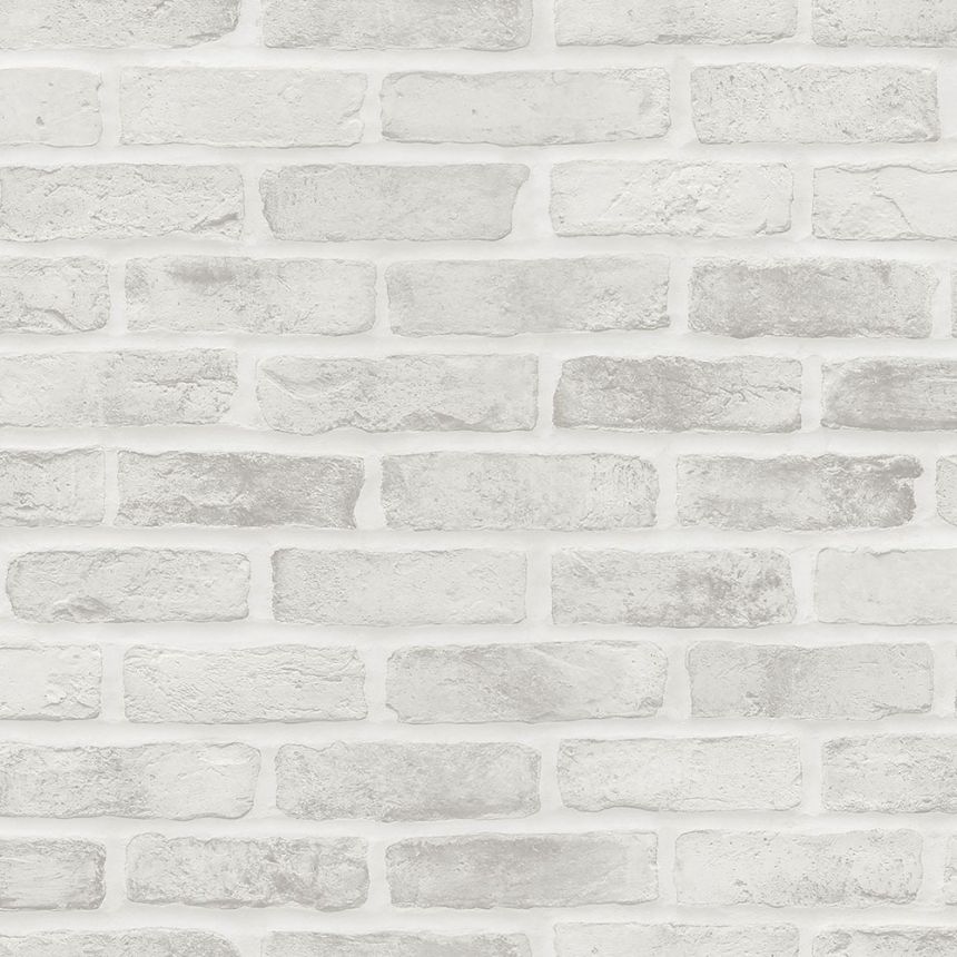 Vliesová šedá tapeta na zeď cihly, cihlová zeď 139137, Black & White, Esta