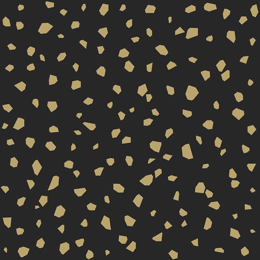 Černá vliesová tapeta, nepravidelné zlaté tvary 139134, Black & White, Esta