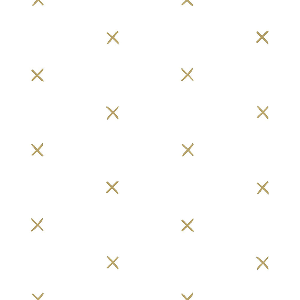 Bílá vliesová tapeta se zlatými křížky 139129, Black & White, Esta