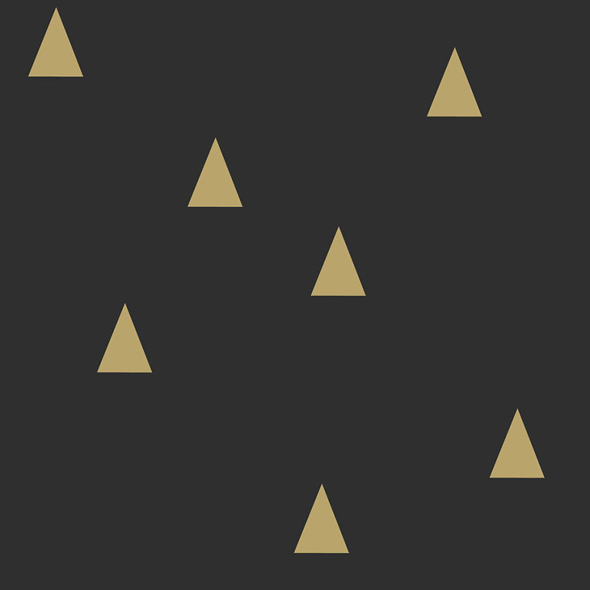 Černá vliesová tapeta se zlatými trojúhelníky 139123, Black & White, Esta