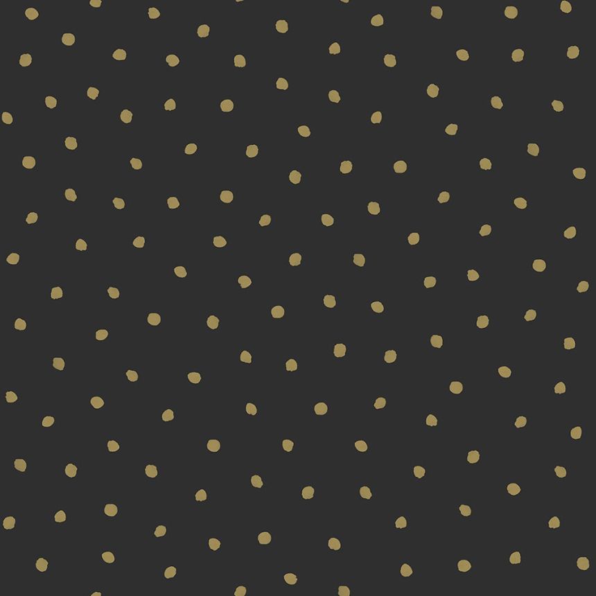 Černá vliesová tapeta se zlatými puntíky 139122, Black & White, Esta