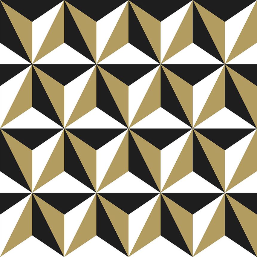 3d tapeta na zeď, hvězdicový geometrický vzor 139118, Black & White, Esta