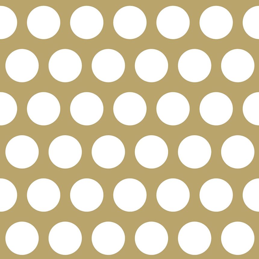 Zlatá vliesová tapeta s bílými puntíky 139116, Black & White, Esta