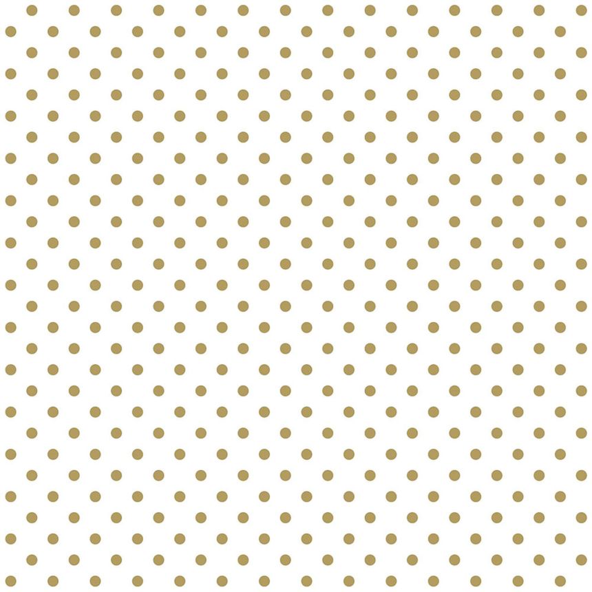 Bílá vliesová tapeta se zlatými puntíky 139113, Black & White, Esta