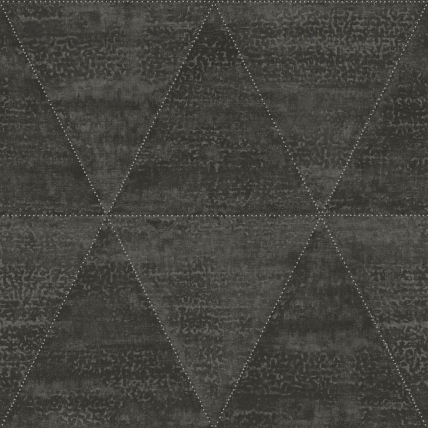 Šedočerná metalická vliesová tapeta, imitace kovových trojúhelníků 337605, Matières - Metal, Origin