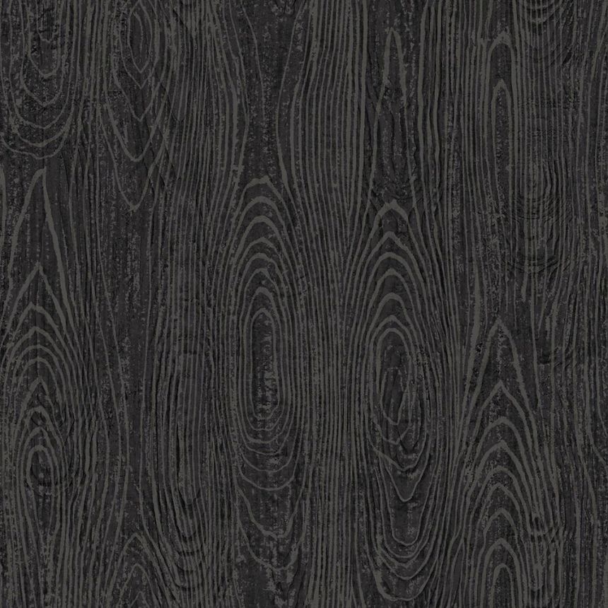 Černá pololesklá vliesová tapeta na zeď, imitace dřeva 347558, Matières - Wood, Origin