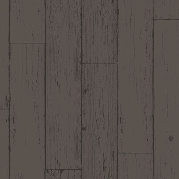 Metalická černostříbrná vliesová tapeta na zeď, imitace dřeva, palubek 347552, Matières - Wood, Origin