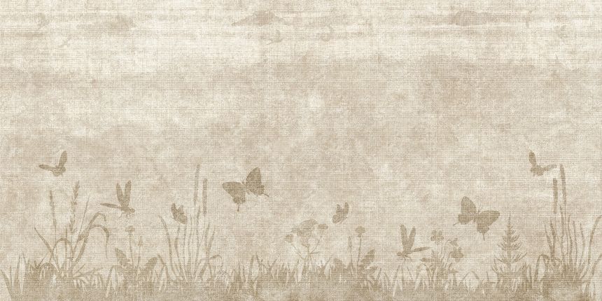 Fototapety na míru, Malba, luční trávy, motýli, 10242, Vavex
