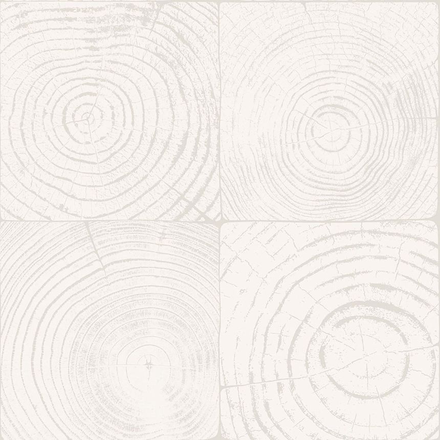 Šedobílá vliesová tapeta, imitace dřeva s letokruhy 347546, Matières - Wood, Origin