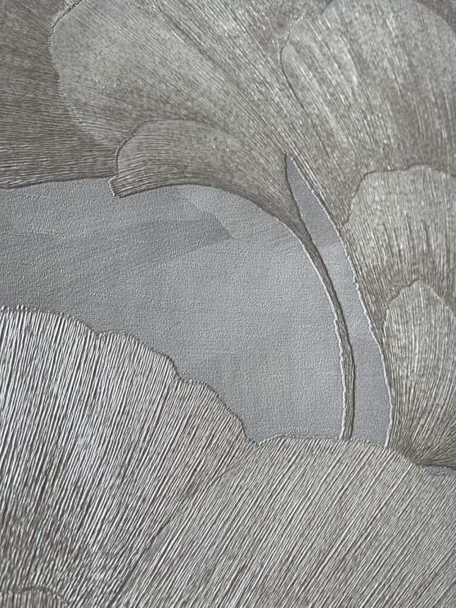 Vliesová tapeta na zeď, světle šedá, zlatá, listy Gingka, RE521013, Renaissance, Design Id