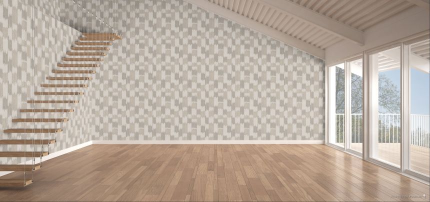 Abstraktní vliesová tapeta na zeď, šedo-béžová, šedá, pruhy, RE521033, Renaissance, Design Id