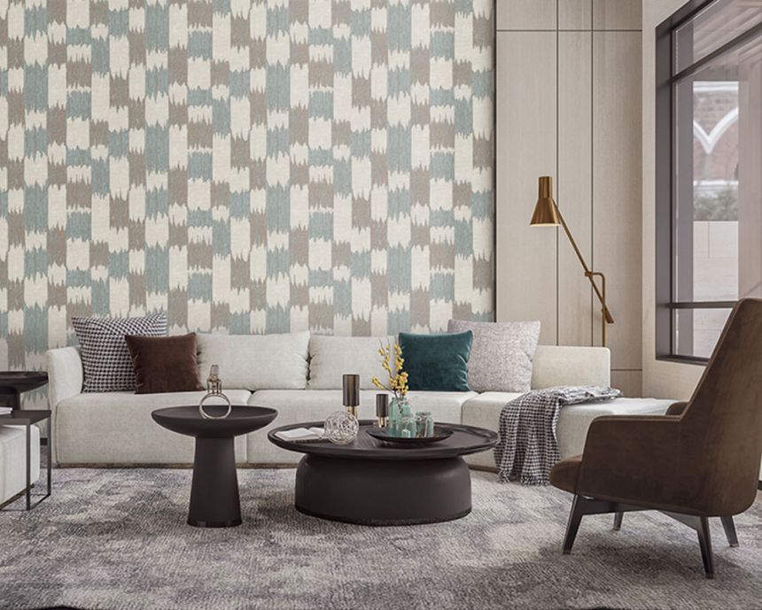 Abstraktní vliesová tapeta na zeď, hnědá, béžová, pruhy, RE521034, Renaissance, Design Id