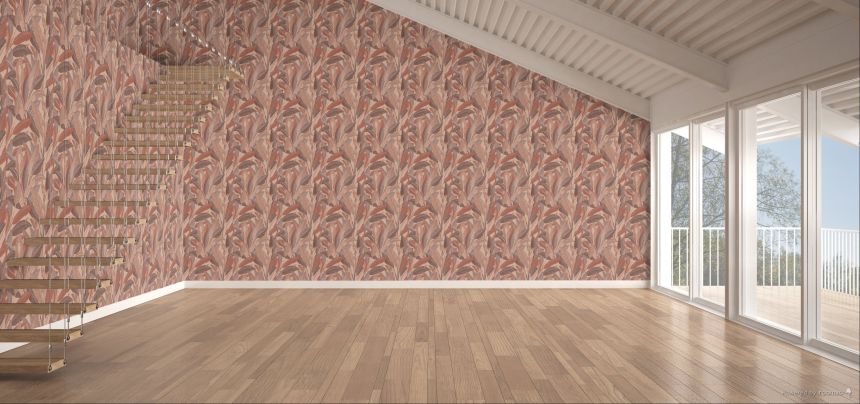 Vliesová tapeta na zeď, červeno-hnědá, hnědá, listy, RE521055, Renaissance, Design Id