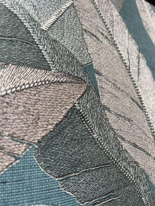 Vliesová tapeta na zeď, petrolejová, šedá, listy, RE521056, Renaissance, Design Id