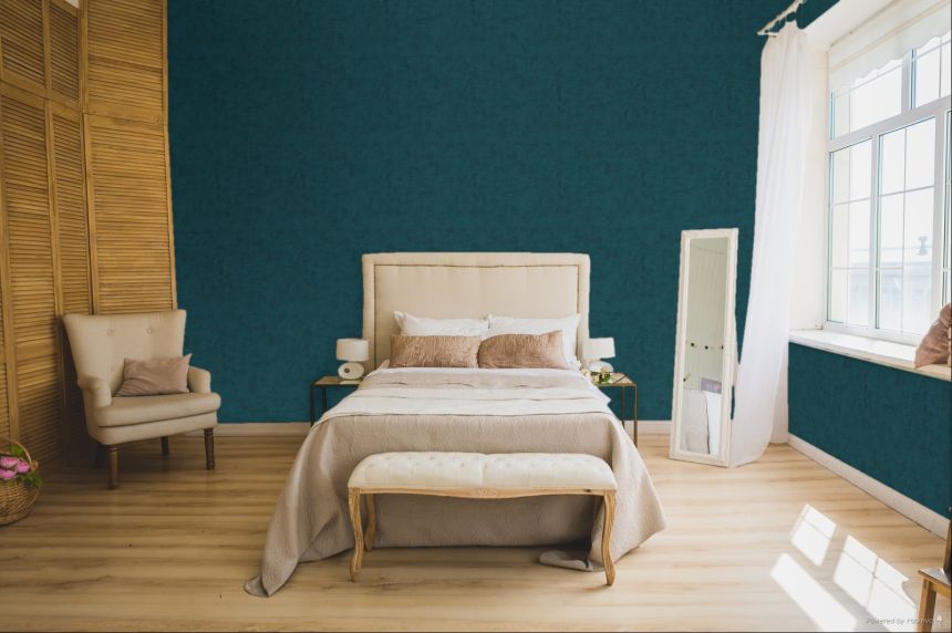 Petrolejová vliesová tapeta na zeď, imitace látky, RE521066, Renaissance, Design Id