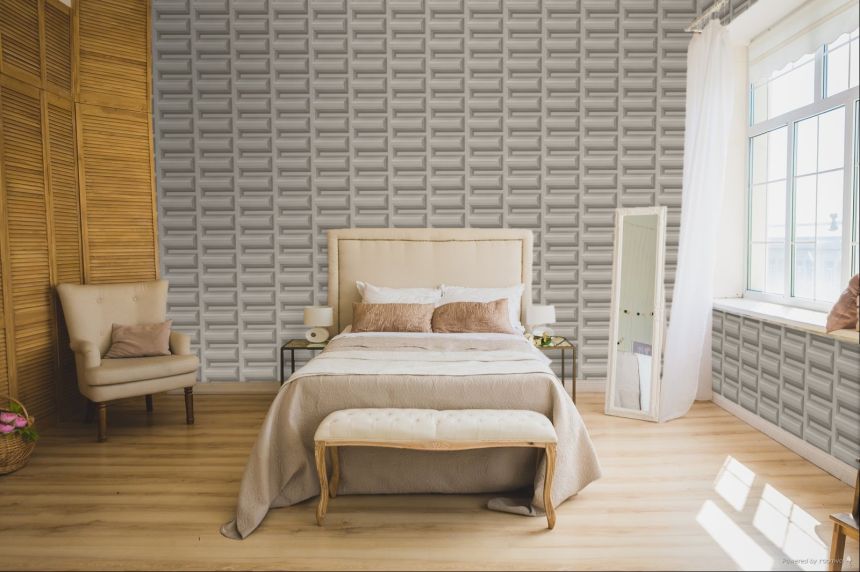 Světle šedá 3D vliesová tapeta na zeď, RE521073, Renaissance, Design Id