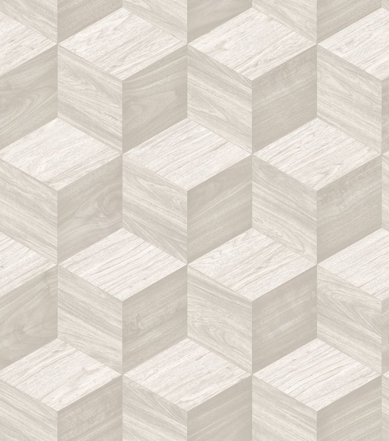 3D vliesová tapeta na zeď, světle béžovo-šedá, imitace dřeva, RE521091, Renaissance, Design Id