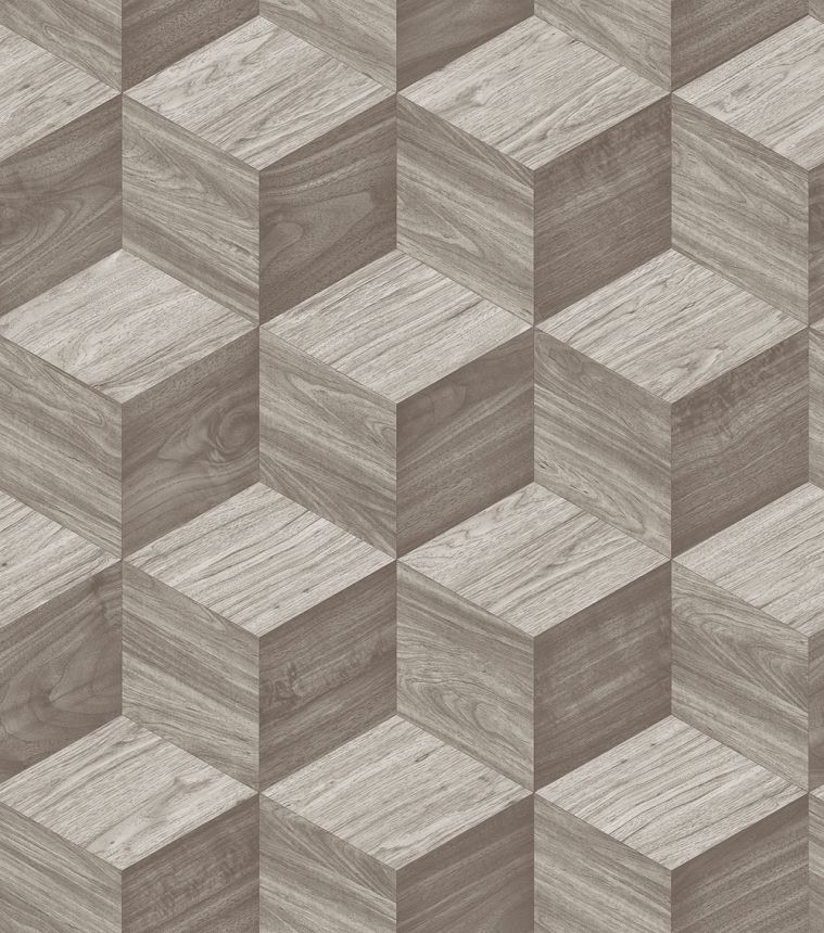 3D vliesová tapeta na zeď, šedá, imitace dřeva, RE521092, Renaissance, Design Id