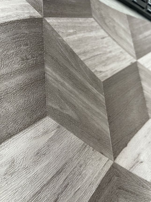 3D vliesová tapeta na zeď, šedá, imitace dřeva, RE521092, Renaissance, Design Id