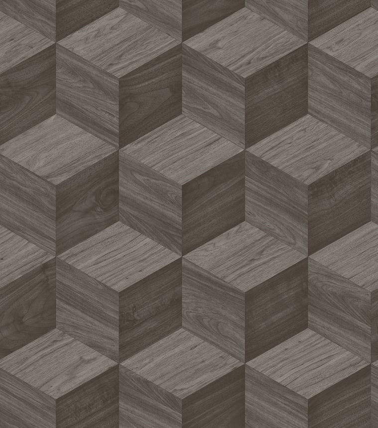 3D vliesová tapeta na zeď, tmavě šedá, imitace dřeva, RE521093, Renaissance, Design Id