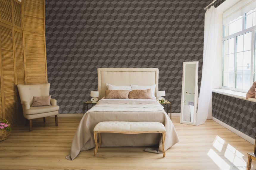 3D vliesová tapeta na zeď, tmavě šedá, imitace dřeva, RE521093, Renaissance, Design Id