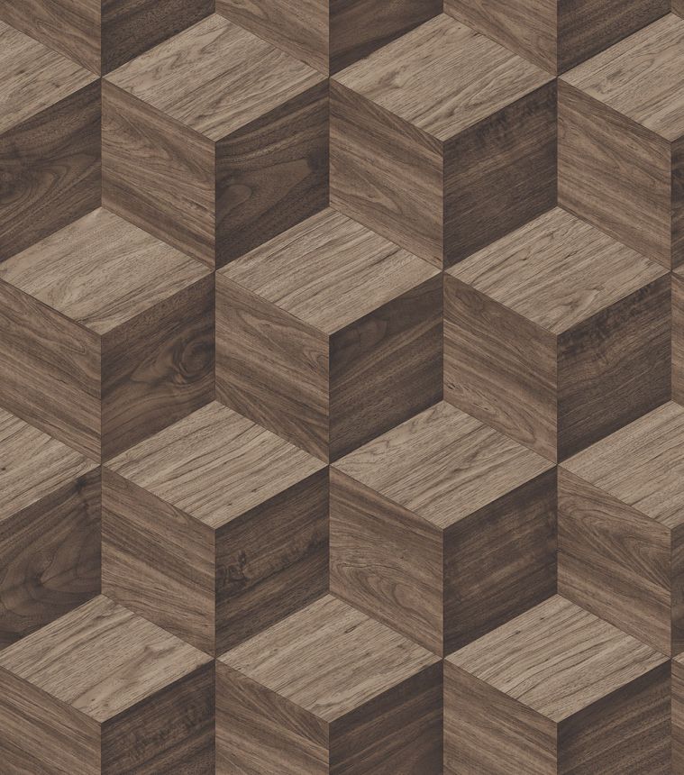 3D vliesová tapeta na zeď, hnědá, imitace dřeva, RE521094, Renaissance, Design Id
