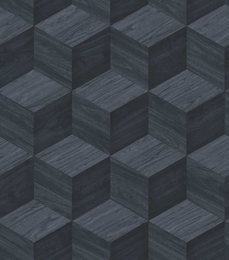 3D vliesová tapeta na zeď, tmavě modrá, imitace dřeva, RE521095, Renaissance, Design Id
