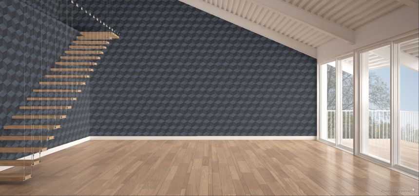 3D vliesová tapeta na zeď, tmavě modrá, imitace dřeva, RE521095, Renaissance, Design Id
