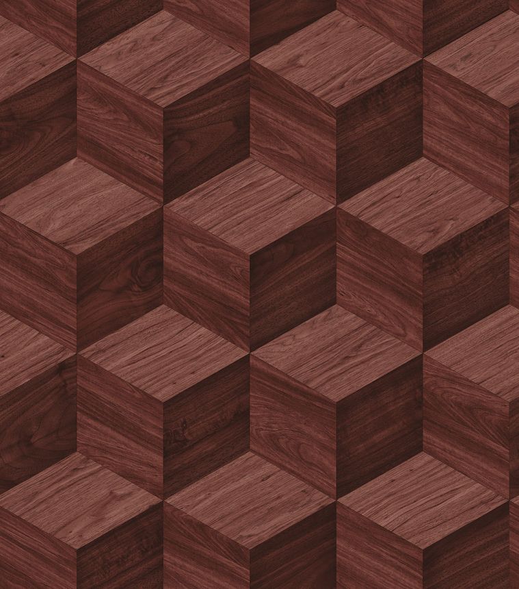 3D vliesová tapeta na zeď, červeno-hnědá, imitace dřeva, RE521096, Renaissance, Design Id