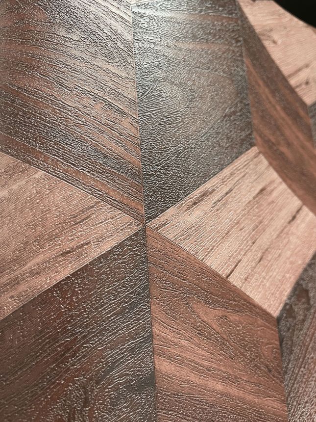 3D vliesová tapeta na zeď, červeno-hnědá, imitace dřeva, RE521096, Renaissance, Design Id