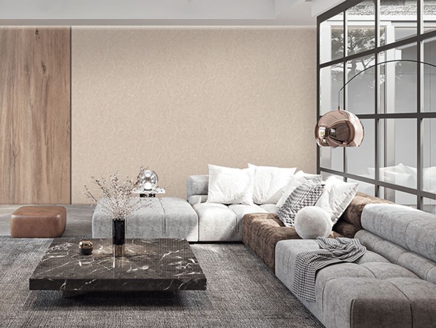 Vliesová tapeta na zeď, béžová, imitace dřeva, RE521103, Renaissance, Design Id