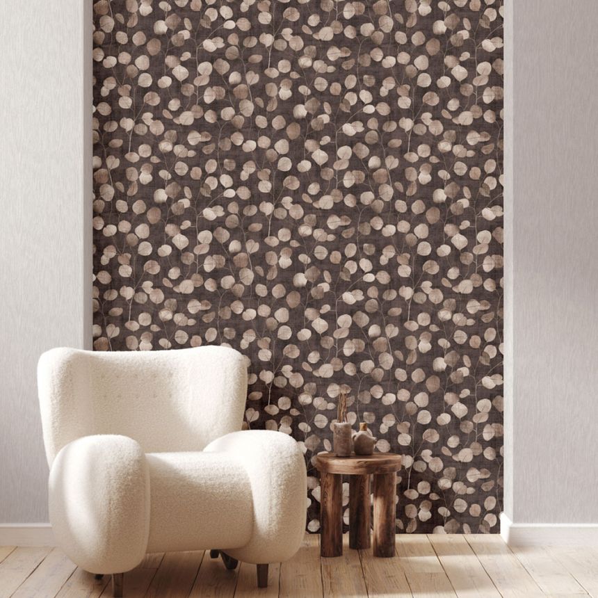Vliesová tapeta na zeď, hnědá, Listy, S 81639, Bestseller Basic 1, Marburg