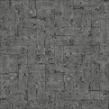Tmavě šedá vliesová tapeta na zeď, imitace kamenného obkladu 347571, Matières - Stone, Origin