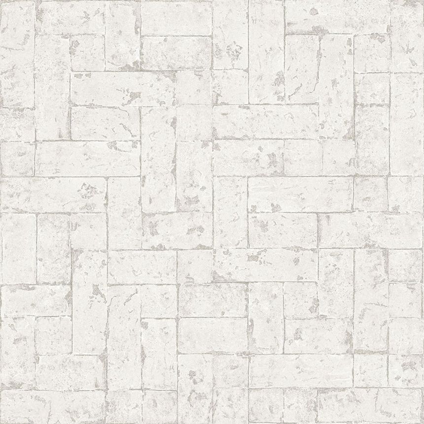 Šedobílá vliesová tapeta, imitace kamenného obkladu 347567, Matières - Stone, Origin