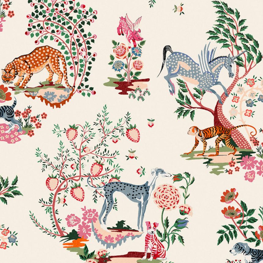 Vliesová tapeta na zeď, krémová, rostliny, zvířata, 125527, Cath Kidstone  ROZBALENO
