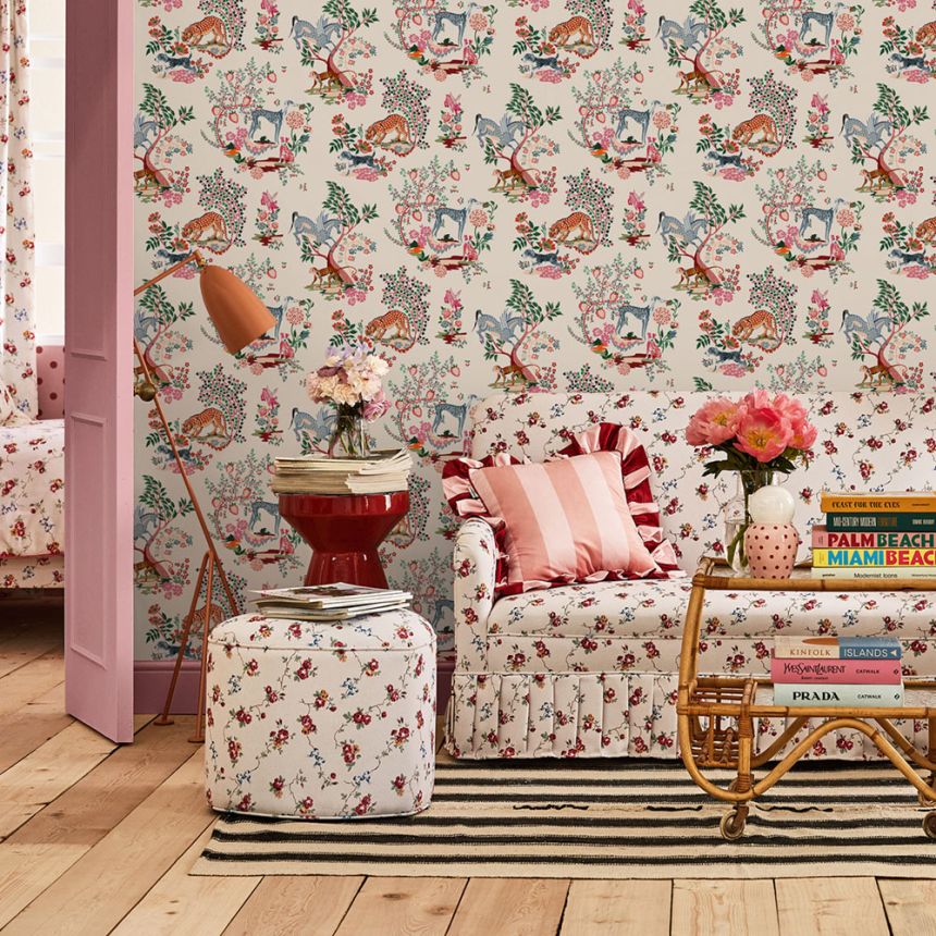 Vliesová tapeta na zeď, krémová, rostliny, zvířata, 125527, Cath Kidstone  ROZBALENO