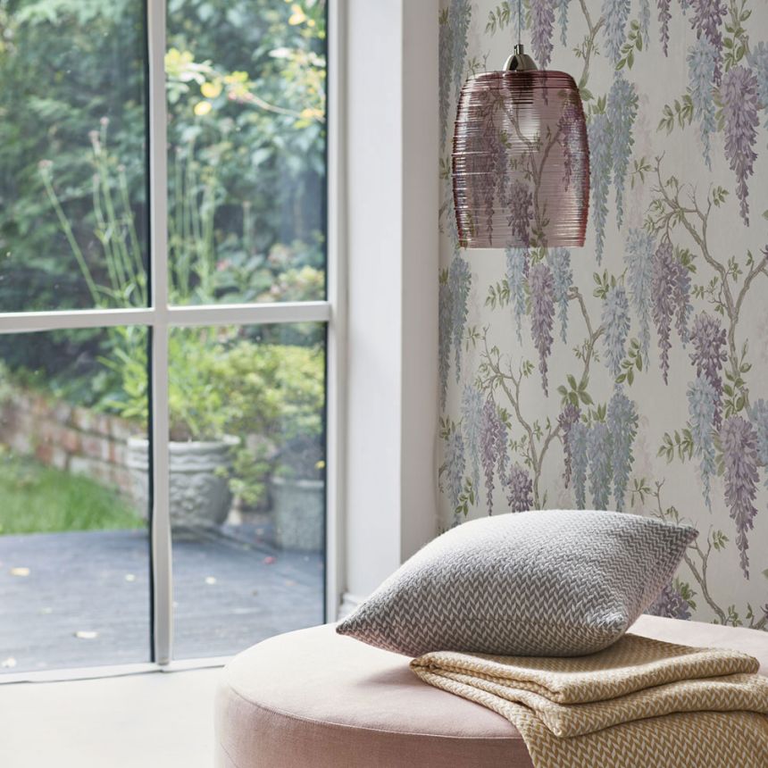 Vliesová tapeta na zeď,  květy vistárie, 113356, Laura Ashley Signature   ROZBALENO