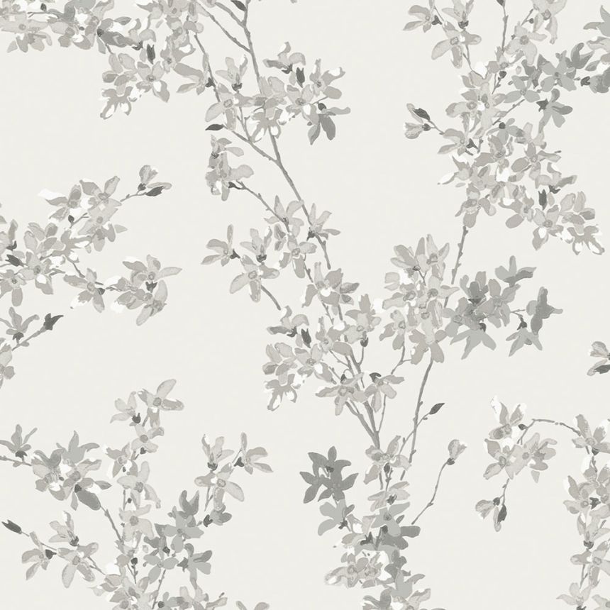 Vliesová tapeta na zeď, šedá, větvičky zlatého deště, 113349, Laura Ashley Signature   ROZBALENO