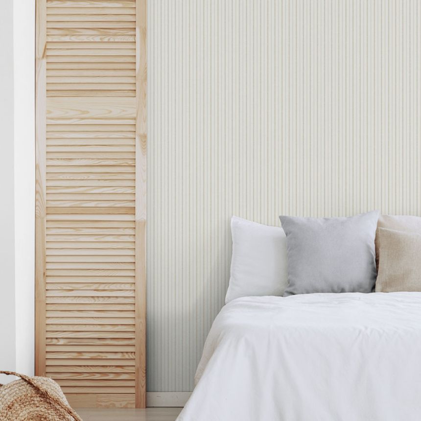 Vliesová tapeta na zeď, béžová, pruhy, 9818-2, Essential Stripes, Ichwallcoverings   ROZBALENO