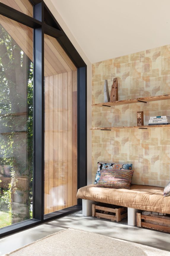 Geometrická vliesová tapeta na zeď, hnědá, PH3508, Perfect Harmony, Grandeco   ROZBALENO