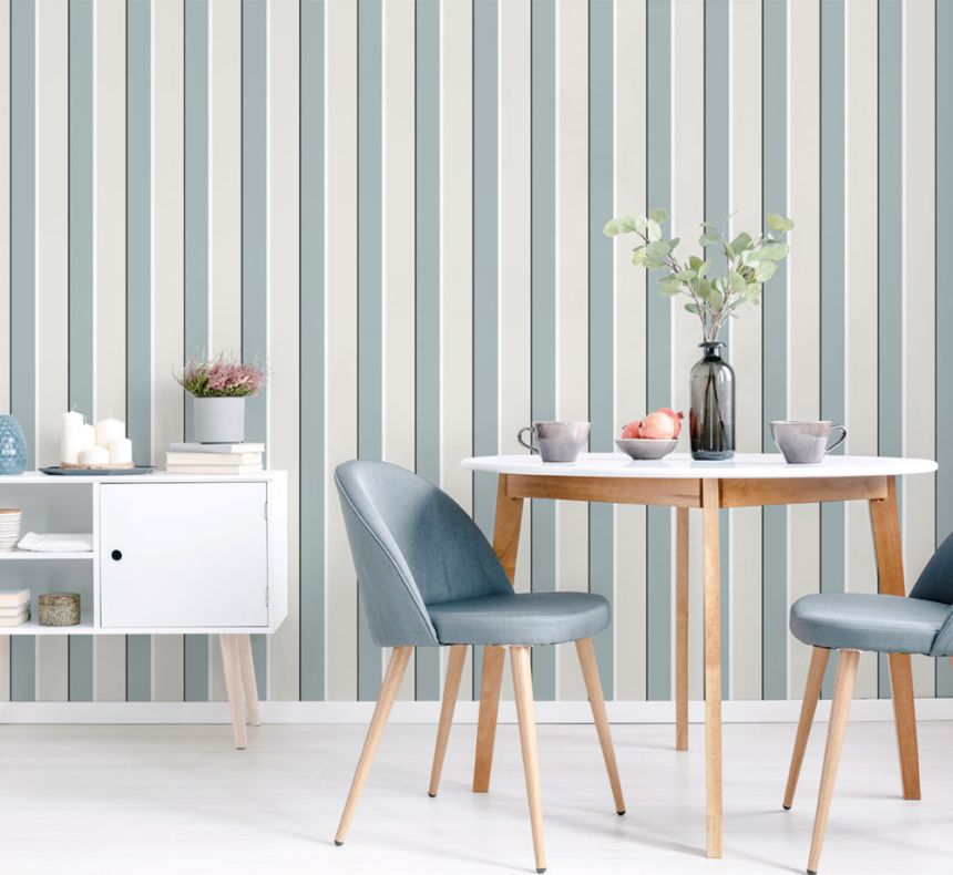 Modro-krémová vliesová tapeta s pruhy, 6508-1, Batabasta, Ichwallcoverings   ROZBALENO