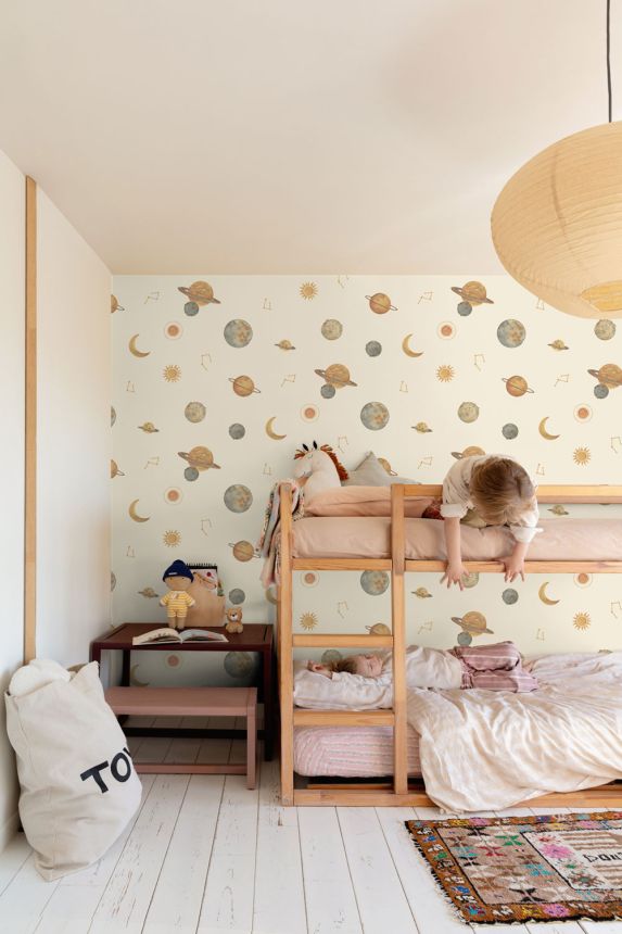 Dětská vliesová tapeta na zeď, krémová, vesmír, LD3519, Little Dreamers, Grandeco   ROZBALENO