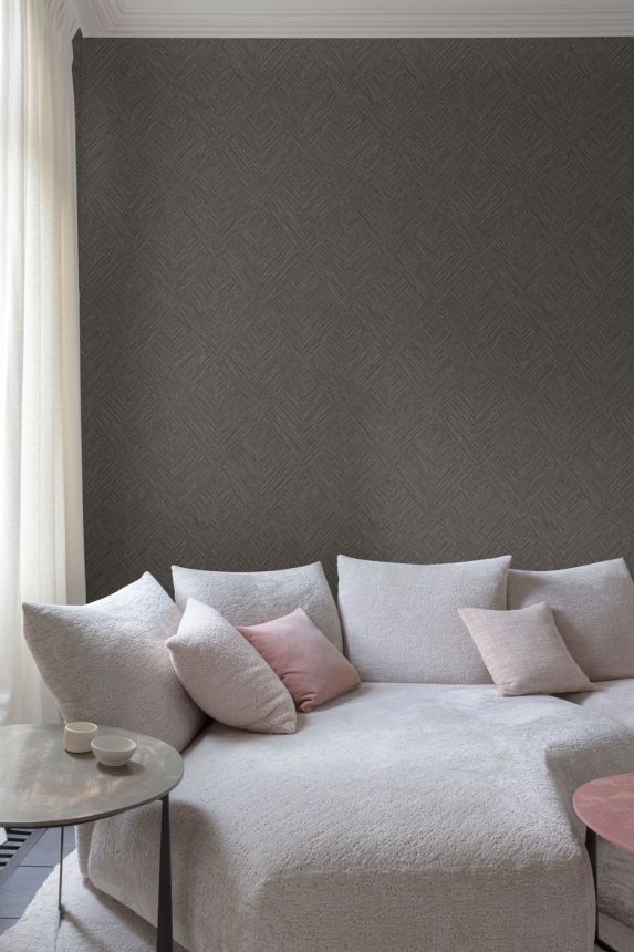 Vliesová tapeta na zeď, hnědá, geometrická, PW3009, Precious Weaves, Grandeco   ROZBALENO