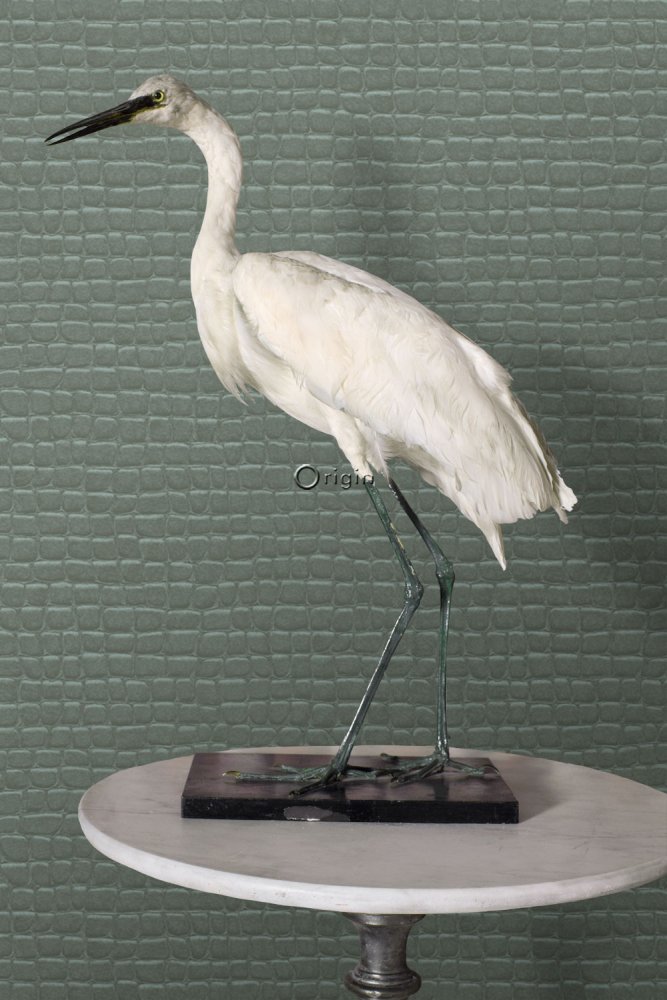 Šedozelená vliesová tapeta, imitace krokodýlí kůže 347778, Luxury Skins, Origin